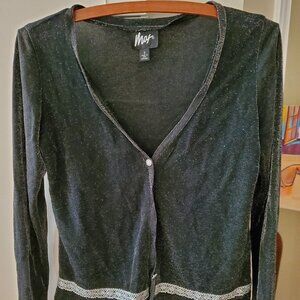 MAX Women's Dark gray with bright metallic accents cardigan size S